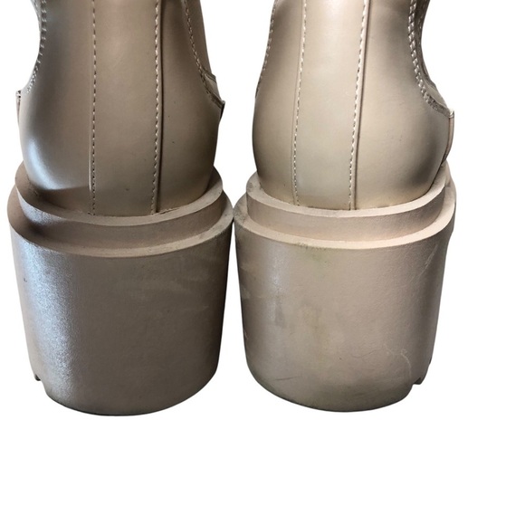 Zara Platform Chunky Mid-Calf Boots 40 Cream/Beige Chelsea Combat Vegan Leather - Picture 6 of 13